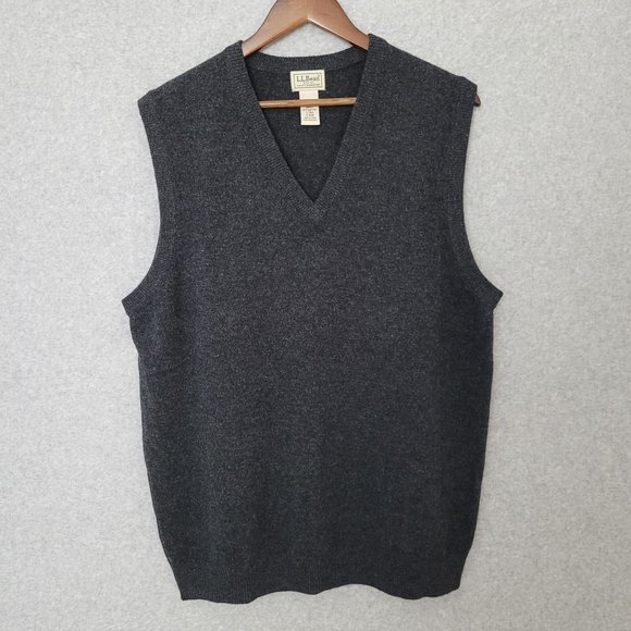 L.L.Bean Other - L.L.Bean Mens 100% Lambs Wool V-Neck Sweater Vest Size L-Tall Charcoal Gray